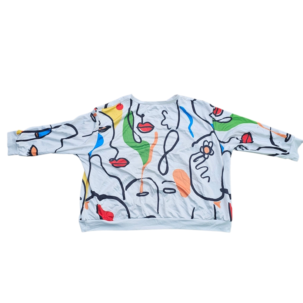 SHEIN Curve 8X Abstract Faces Print Sweatshirt Oversized Art Graphic Top